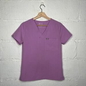 FIGS Women's Purple Short Sleeve V-Neck Catarina Three-Pocket Scrub Top Size XS